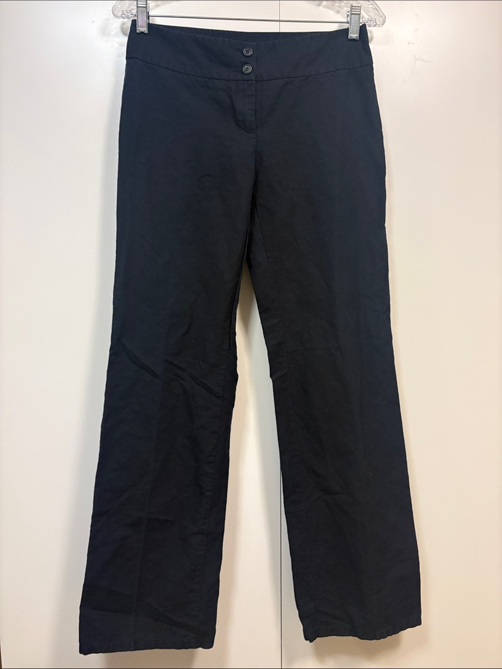 United Colors of Benetton Classic Black Wide-Leg Pants Linen Cotton 4